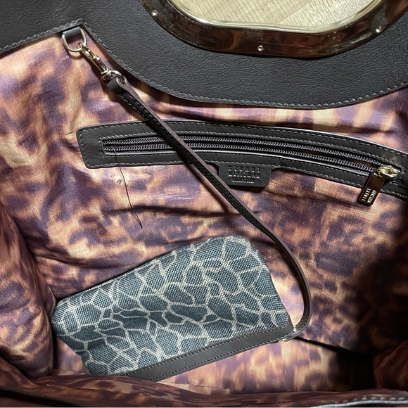 Stuart Weitzman XL Shopper Tote Bag Handbag Canvas & Leather Animal Print - Picture 13 of 14